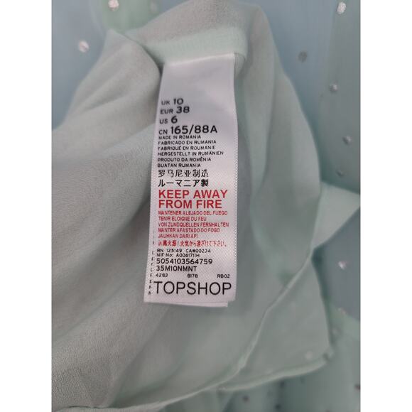 Topshop Mint Green Silver Polka Dot Twist Front Maxi Dress Women’s Size 6 - Picture 7 of 10